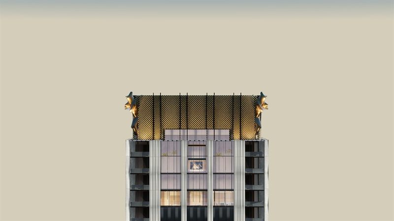 The gold penthouse crown of 888 Brickell, 3D model