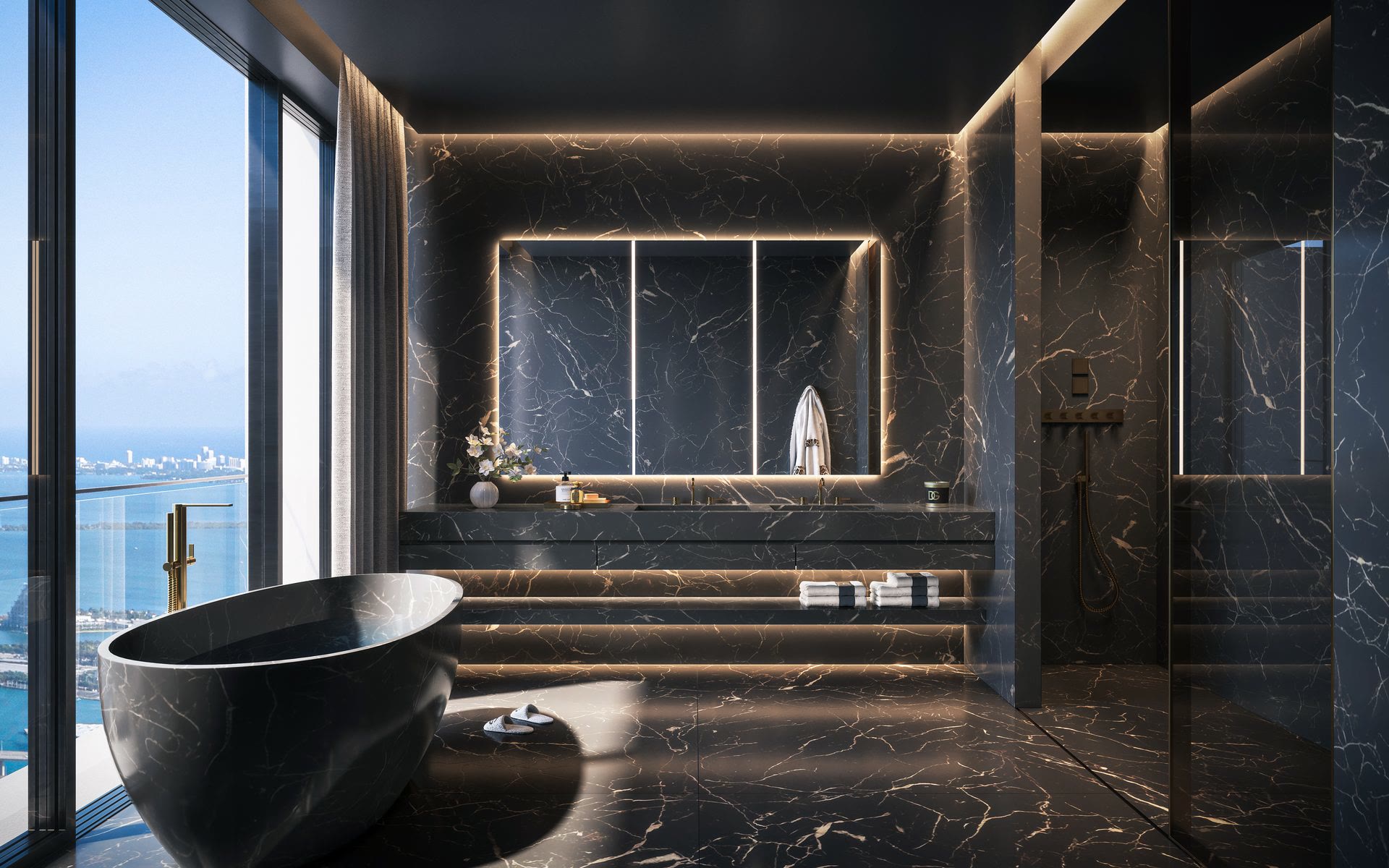 Black marble bathroom