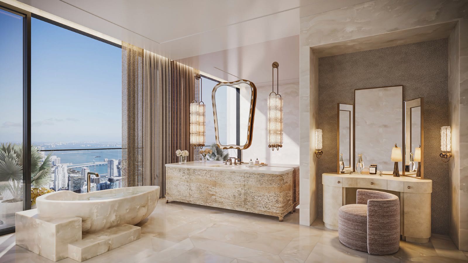 Master bathroom at 888 Brickell