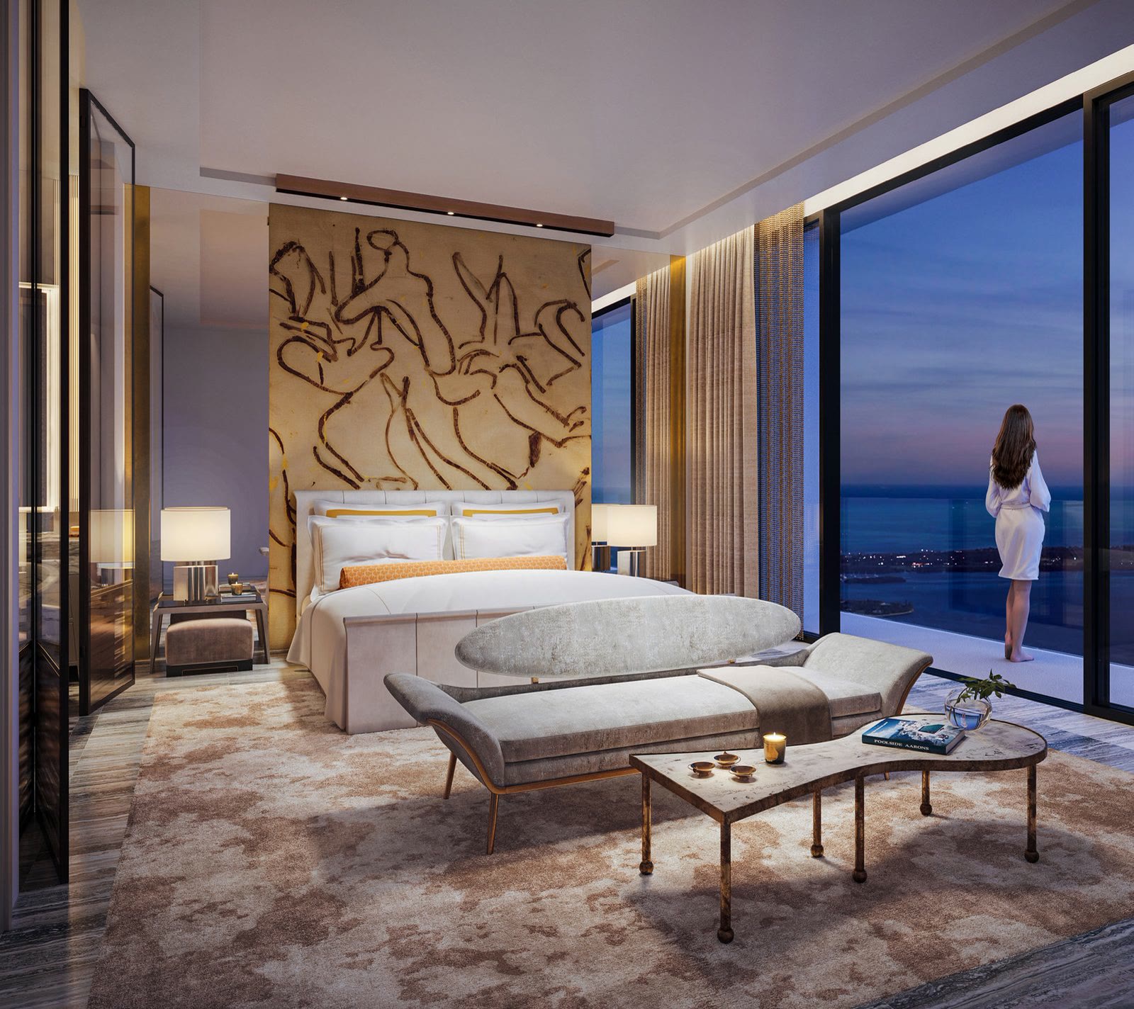 Primary bedroom suite at 888 Brickell