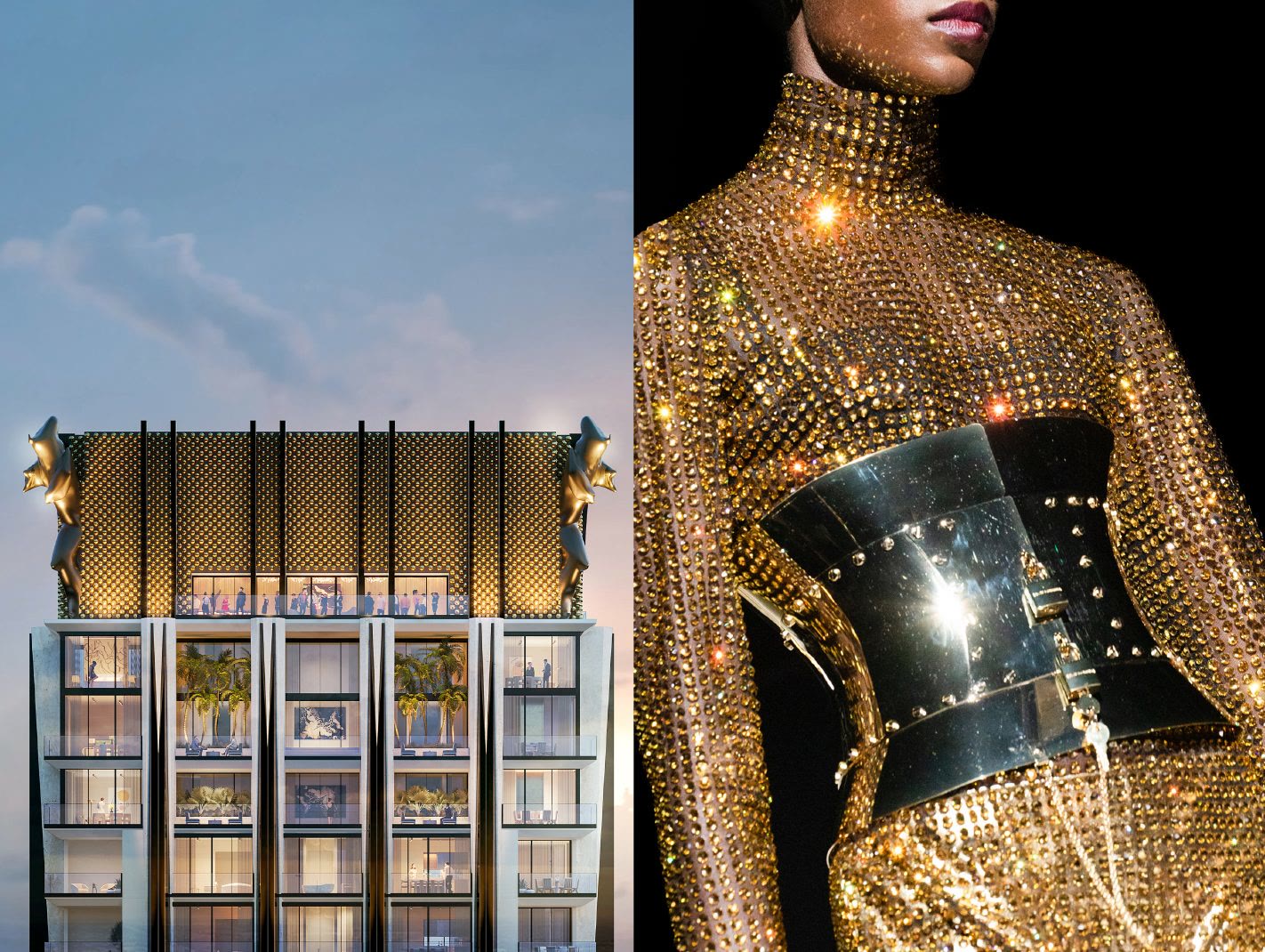 888 Brickell crown paired with Dolce and Gabbana gold couture