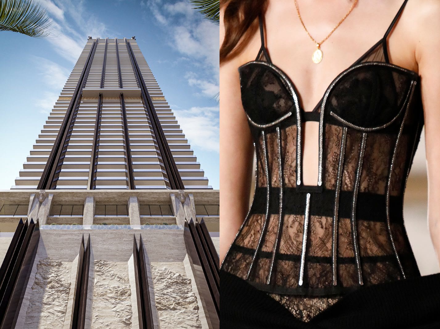 888 Brickell tower paired with Dolce and Gabbana lace corset