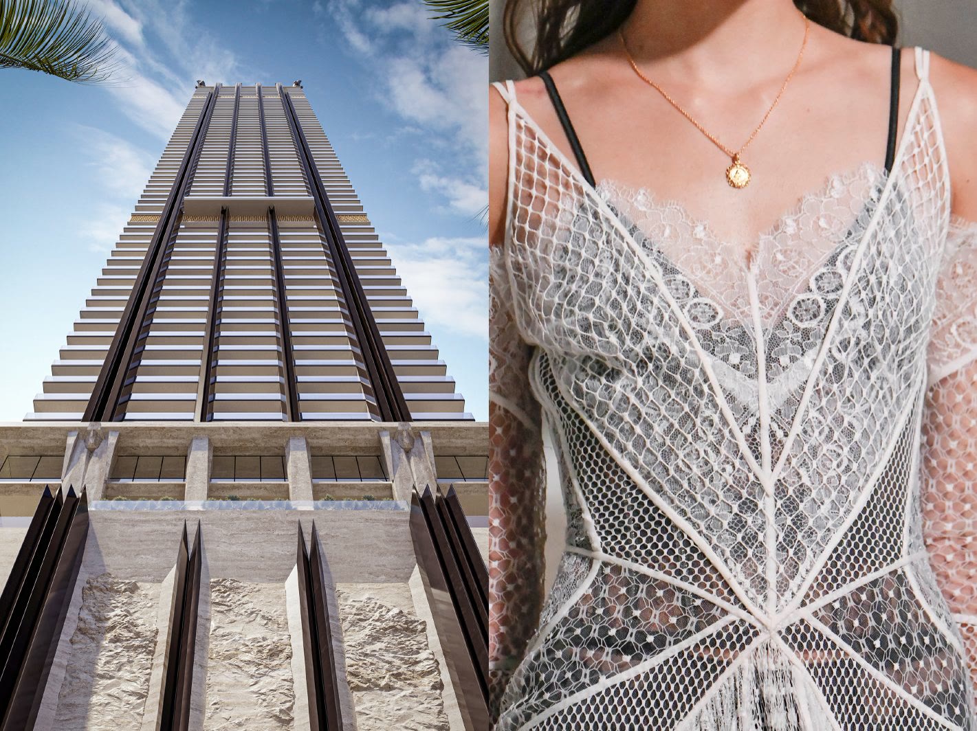 888 Brickell tower paired with Dolce and Gabbana white lace