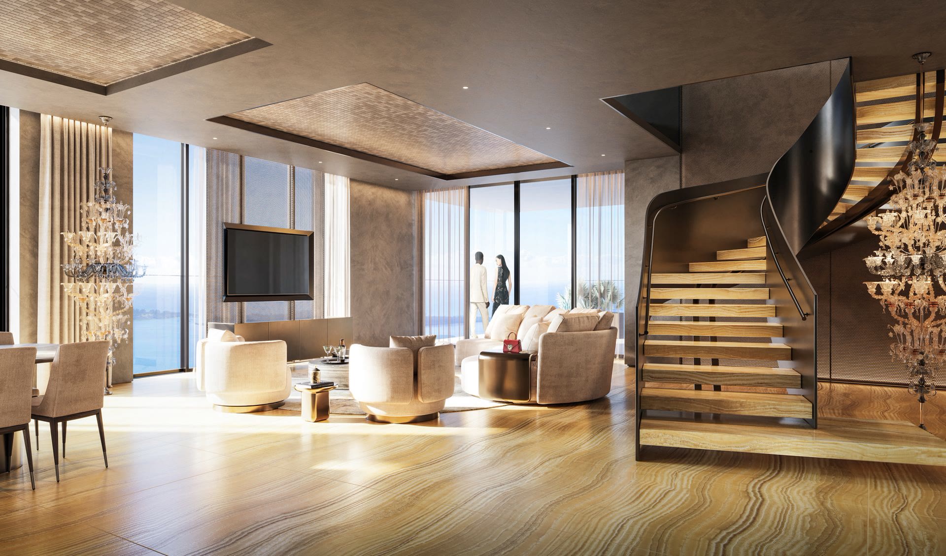 Dolce and Gabbana gold living room