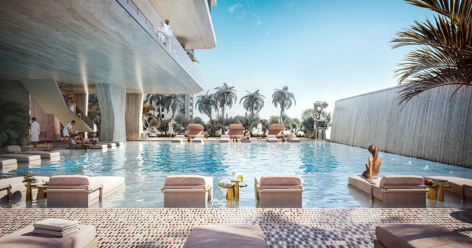 Pool deck overlooking the bay